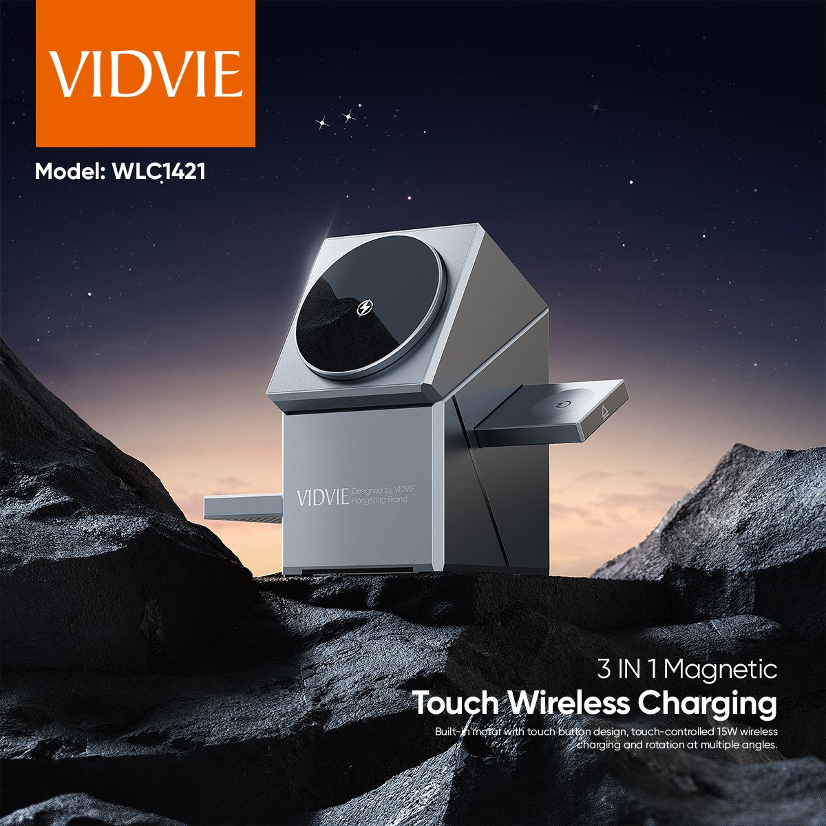 Cargador Inalámbrico VIDVIE WLC1421 3 en 1 MagSafe Airbods/Watch/Phone series magnetic