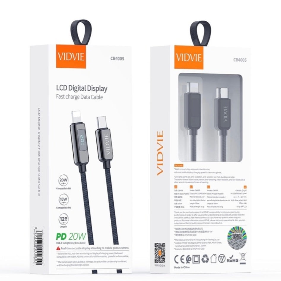 Cable Vidvie CB4005 Type-C to Lightning iPhone Charging Cable 20W – Black