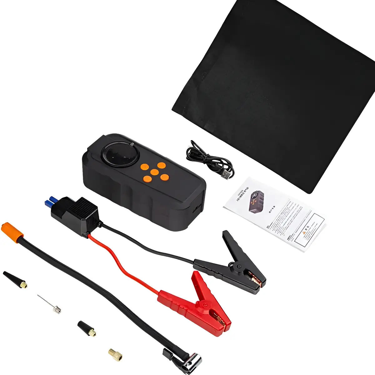 Jumper, linterna, compresor de aire, Power bank 5 en 1