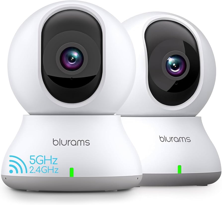 Cámara blurams de seguridad 2K, monitor para bebé, cámara para perros de 360 grados para seguridad en el hogar (blanco-2 unidades)