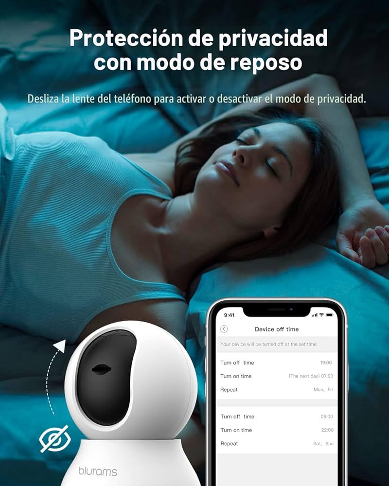 Cámara blurams de seguridad 2K, monitor para bebé, cámara para perros de 360 grados para seguridad en el hogar (blanco-2 unidades)