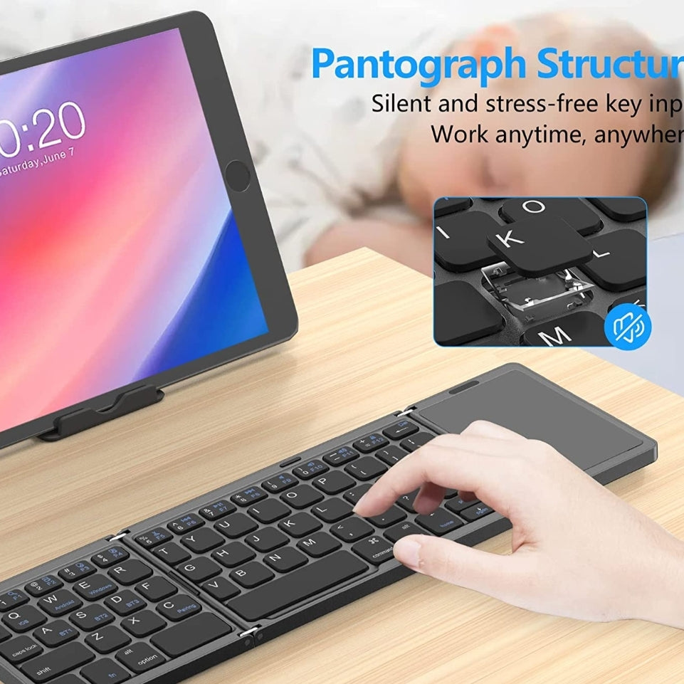 Teclado Bluetooth plegable con panel táctil  recargable