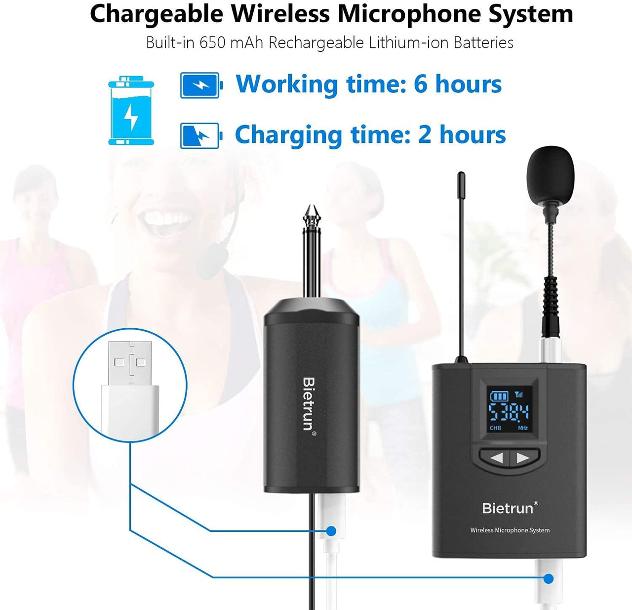 Sistema de micrófono de solapa inalámbrico UHF