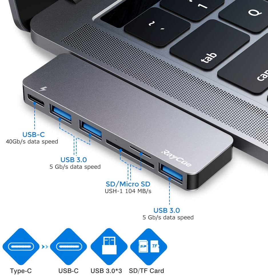 HUB Adaptador de concentrador USB C para MacBook Pro/Air